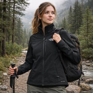 The North Face TNF Apex Softshell Jacket Women’s L Black Windwall Full Zip